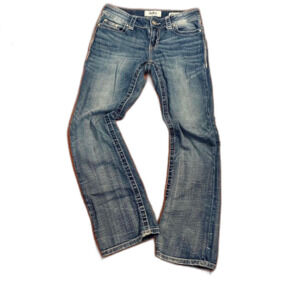 Vtg Y2K  Daytrip Virgo extra low-rise distressed wash bootcut jeans 28" waist